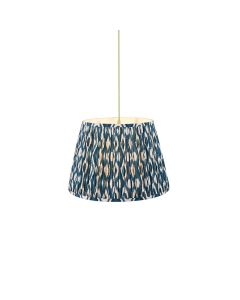 Eltham And Ikat 40cm Marlin Blue Shade Ceiling Light With Green Colour Braided Cable