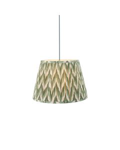 Eltham And Zigzag 40cm Cotswold Green Shade Ceiling Light With Blue Colour Braided Cable