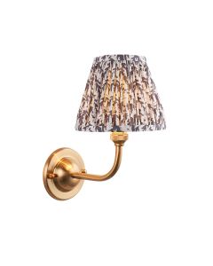 Dome Arc And Leaf 16cm Pearl Grey Shade Wall Light In Brushed Aged Brass