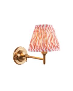 Dome Fold And Ripple 16cm Coral Pink Shade Wall Light In Brushed Aged Brass