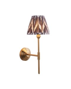 Obelisk T Bar And Zigzag 16cm Pearl Grey Shade Wall Light In Brushed Aged Brass