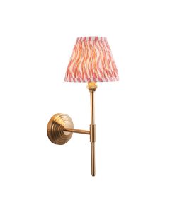 Obelisk T Bar And Ripple 16cm Coral Pink Shade Wall Light In Brushed Aged Brass