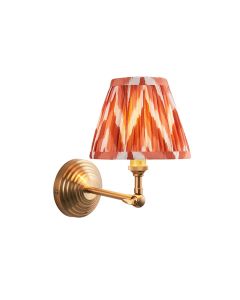 Obelisk Wing And Zigzag 16cm Apricot Orange Shade Wall Light In Brushed Aged Brass