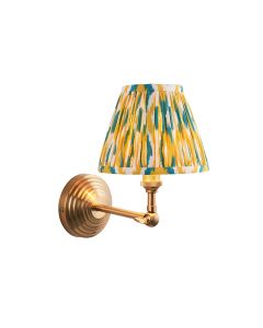 Obelisk Wing And Ikat 16cm Yellow And Jade Shade Wall Light In Brushed Aged Brass