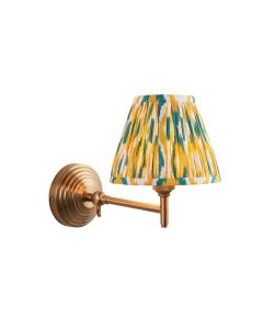 Obelisk Fold And Ikat 16cm Yellow And Jade Shade Wall Light In Brushed Aged Brass