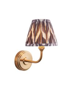 Step Arc And Zigzag 16cm Pearl Grey Shade Wall Light In Brushed Aged Brass