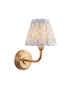 Step Arc And Leaf 16cm Shell Bay Blue Shade Wall Light In Brushed Aged Brass