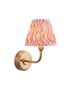 Step Arc And Ripple 16cm Coral Pink Shade Wall Light In Brushed Aged Brass