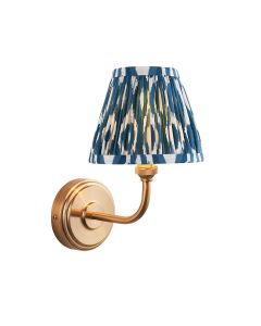 Step Arc And Ikat 16cm Marlin Blue Shade Wall Light In Brushed Aged Brass