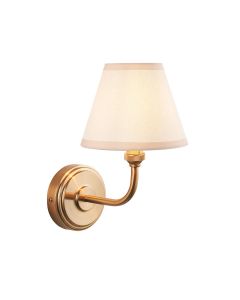 Step Arc And Ivy 16cm Vintage White Shade Wall Light In Brushed Aged Brass