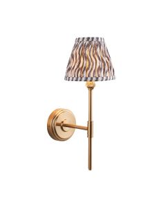 Step T Bar And Ripple 16cm Pearl Grey Shade Wall Light In Brushed Aged Brass