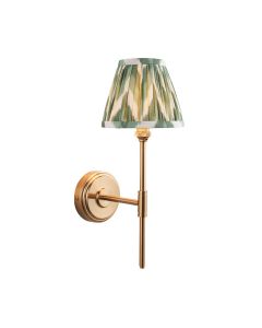 Step T Bar And Zigzag 16cm Cotswold Green Shade Wall Light In Brushed Aged Brass