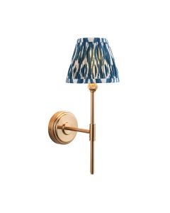 Step T Bar And Ikat 16cm Marlin Blue Shade Wall Light In Brushed Aged Brass