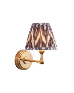 Step Wing And Zigzag 16cm Pearl Grey Shade Wall Light In Brushed Aged Brass
