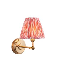 Step Wing And Ikat 16cm Coral Pink Shade Wall Light In Brushed Aged Brass