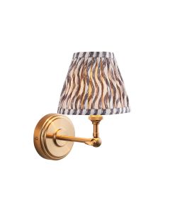 Step Wing And Ripple 16cm Pearl Grey Shade Wall Light In Brushed Aged Brass
