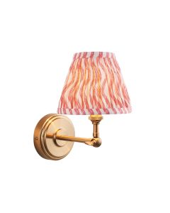 Step Wing And Ripple 16cm Coral Pink Shade Wall Light In Brushed Aged Brass