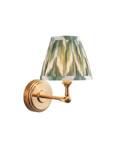 Step Wing And Zigzag 16cm Cotswold Green Shade Wall Light In Brushed Aged Brass