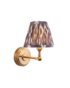 Step Wing And Ikat 16cm Pearl Grey Shade Wall Light In Brushed Aged Brass