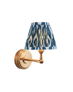 Step Wing And Ikat 16cm Marlin Blue Shade Wall Light In Brushed Aged Brass