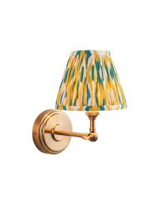 Step Wing And Ikat 16cm Yellow And Jade Shade Wall Light In Brushed Aged Brass