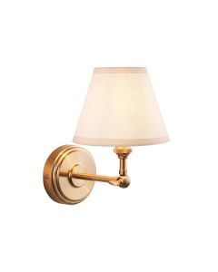 Step Wing And Ivy 16cm Vintage White Shade Wall Light In Brushed Aged Brass