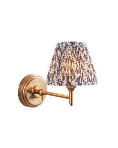 Step Fold And Leaf 16cm Pearl Grey Shade Wall Light In Brushed Aged Brass