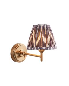 Step Fold And Zigzag 16cm Pearl Grey Shade Wall Light In Brushed Aged Brass