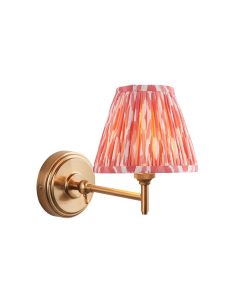 Step Fold And Ikat 16cm Coral Pink Shade Wall Light In Brushed Aged Brass