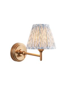 Step Fold And Leaf 16cm Shell Bay Blue Shade Wall Light In Brushed Aged Brass