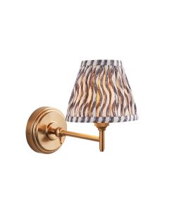 Step Fold And Ripple 16cm Pearl Grey Shade Wall Light In Brushed Aged Brass