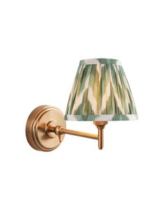 Step Fold And Zigzag 16cm Cotswold Green Shade Wall Light In Brushed Aged Brass