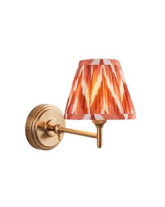 Step Fold And Zigzag 16cm Apricot Orange Shade Wall Light In Brushed Aged Brass