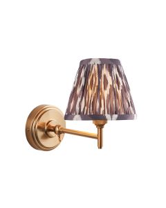 Step Fold And Ikat 16cm Pearl Grey Shade Wall Light In Brushed Aged Brass
