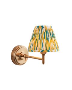 Step Fold And Ikat 16cm Yellow And Jade Shade Wall Light In Brushed Aged Brass