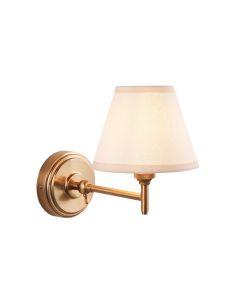 Step Fold And Ivy 16cm Vintage White Shade Wall Light In Brushed Aged Brass