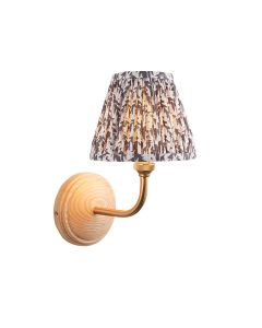 Wood Arc And Leaf 16cm Pearl Grey Shade Wall Light In Brushed Aged Brass