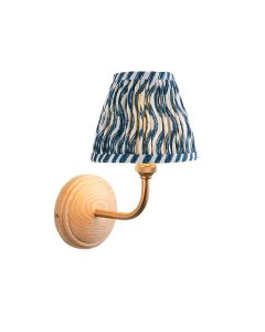 Wood Arc And Ripple 16cm Marlin Blue Shade Wall Light In Brushed Aged Brass