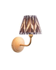 Wood Arc And Zigzag 16cm Pearl Grey Shade Wall Light In Brushed Aged Brass