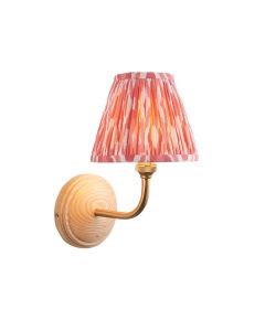 Wood Arc And Ikat 16cm Coral Pink Shade Wall Light In Brushed Aged Brass