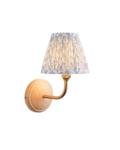 Wood Arc And Leaf 16cm Shell Bay Blue Shade Wall Light In Brushed Aged Brass