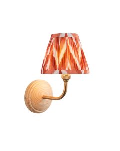Wood Arc And Zigzag 16cm Apricot Orange Shade Wall Light In Brushed Aged Brass