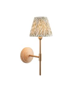Wood T Bar And Leaf 16cm Herb Garden Green Shade Wall Light In Brushed Aged Brass