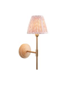 Wood T Bar And Leaf 16cm Peachy Keen Shade Wall Light In Brushed Aged Brass