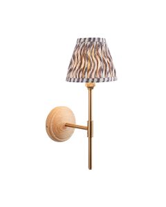 Wood T Bar And Ripple 16cm Pearl Grey Shade Wall Light In Brushed Aged Brass