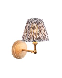 Wood Wing And Leaf 16cm Pearl Grey Shade Wall Light In Brushed Aged Brass