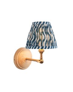 Wood Wing And Ripple 16cm Marlin Blue Shade Wall Light In Brushed Aged Brass