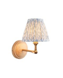 Wood Wing And Leaf 16cm Shell Bay Blue Shade Wall Light In Brushed Aged Brass