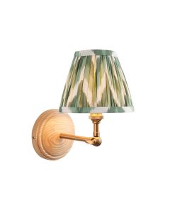 Wood Wing And Zigzag 16cm Cotswold Green Shade Wall Light In Brushed Aged Brass