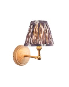 Wood Wing And Ikat 16cm Pearl Grey Shade Wall Light In Brushed Aged Brass